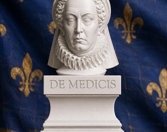 Weiße PLA-Büste der Katharina von Medici – Königin von Frankreich – Französische Renaissance – Historische Statue