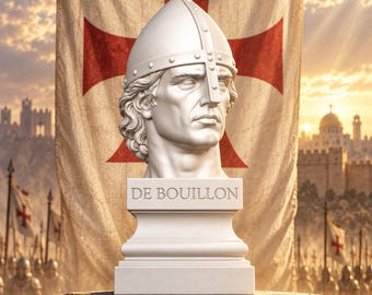 Büste des Gottfried von Bouillon in Weiß – Volksbefreiungsarmee – Erster Kreuzzug – Jerusalem – Mittelalterlicher Ritter – Historische Statue