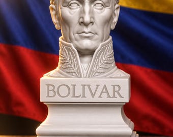Simón Bolívar-Büste in Weiß PLA – El Libertador – Südamerikanische Unabhängigkeit – Historische Statue