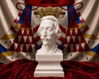 Büste des Kardinals Richelieu – Französischer Staatsmann aus mattweißem PLA – Historische Statue – Historische Dekoration