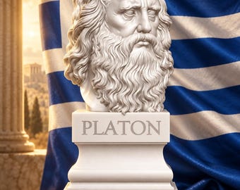 Buste de Platon en PLA Blanc Mat – Philosophe Grec Antique – Philosophie Classique – Statue Historique