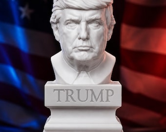 Weiße PLA-Büste von Donald Trump – Präsident der Vereinigten Staaten – Zeitgenössische politische Figur – Sammlerstatue