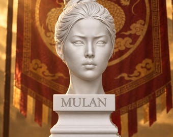 Hua Mulan Büste in Weiß (PLA) – Heldin der chinesischen Tradition – Legendäre Kriegerin – Historische Statue