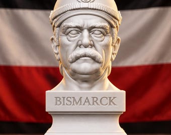 Weiße PLA-Büste von Otto von Bismarck – Deutsches Reich – Deutscher Reichskanzler – Historische Statue