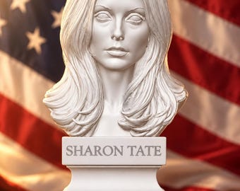 Sharon Tate Büste in Weiß (PLA) – Amerikanische Schauspielerin – Ikone der 1960er Jahre – Hollywood-Kino – Dekorative Statue