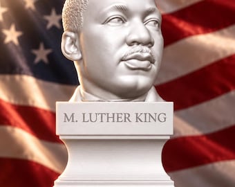 Weiße Büste von Martin Luther King Jr. – Amerikanische Bürgerrechtsbewegung – Geschichte des 20. Jahrhunderts – Historische Statue
