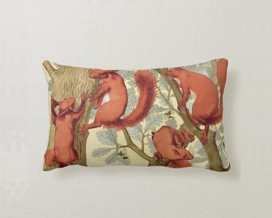 Red Squirrels Ancient Pattern Lumbar Throw Pillow Cover Squirrel ...