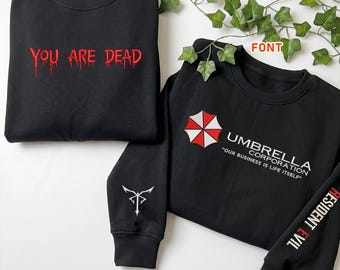 Resident Evil Inspired Embroidered Sweatshirt, Horror Gaming Gift, Survival Horror Hoodie