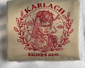 Karlach Embroidered Sweatshirt, Baldur's Gate Fan Apparel