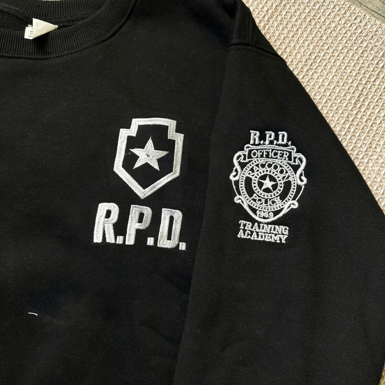 Resident Evil RPD Embroidered Sweatshirt, Raccoon City Police Hoodie, Gamer Gift for Him, Horror Game Shirt, Leon Kennedy Inspired image 2