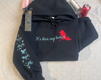 Sudadera con capucha bordada del Cuarto Ala, Jinete de Dragón, Escuela de Guerra de Basgiath