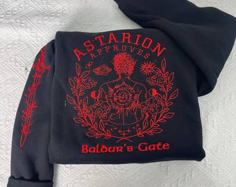 Astarion Approved Embroidered Sweatshirt, Baldur's Gate Fan Gift