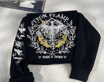 Dragon Iron Flame Embroidered Sweatshirt, Dragon Rider, Gifts For Book Lovers, Bookish Gift