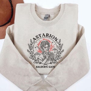 Astarion Portrait Embroidered Sweatshirt And Hoodie, Baldur&#39;s Gate Shirt, Gift for Gamer Fans