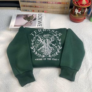 Terrasen Embroidered Sweatshirt , Terrasen Home of Stag Embroidered Hoodie, Throne of Glass Sweatshirt, Book Lover