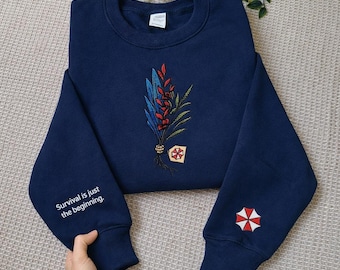 Resident Evil RPD Raccoon Police Department Embroidered Sweatshirt, Umbrella Corporation Hoodie, Leon Kennedy Shirt, Horror Game Merch