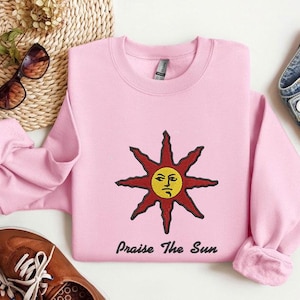 Embroidered Solaire Sweatshirt, Dark souls Hoodie Praise the sun sweatshirt dark souls II sweatshirt elden ring hoodie.