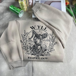 Sudadera bordada Wyll, sudadera con capucha bordada Wyll bg3, sudadera Baldur&#39;s Gate, Baldur&#39;s Gate para fanáticos, regalo para jugadores