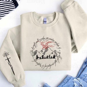 Lord of The Ring Hoodie, Misty Mountains Embroidered Sweatshirt, Bookish Gift for Men and Women, Booktok Shirt, Fantasy Reading Shirt