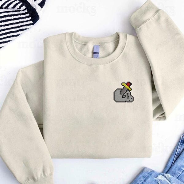 Embroidered  Runescape Slayer Sweatshirt And Hoodie, OSRS Embroidered Shirt, OSRS Gift, Gamer Hoodie, MMOPRG Embroidery Pullover
