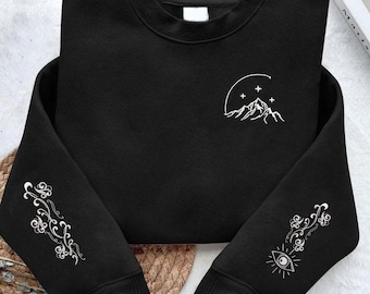 Feyre Tattoo Embroidered Sweatshirt And Hoodie, Officially Licensed Sarah J Maas Merch A Court of Thorns and Roses Sweatshirt