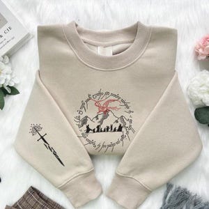 Embroidered  Lord of The Ring Hoodie, Misty Mountains Sweatshirt, Rings of Movie Power Shirt, Even Darkness Must Pass, Bookish Gift