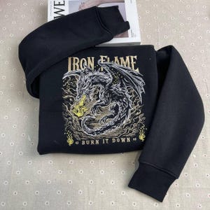 Iron Flame Embroidered Sweatshirt, Dragon Rider, Fantasy Reader, Fourth Wing Embroidered, Bookish Gift