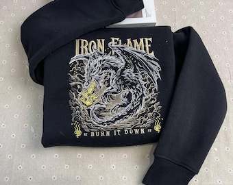 Iron Flame Embroidered Sweatshirt, Dragon Rider, Fantasy Reader, Fourth Wing Embroidered, Bookish Gift