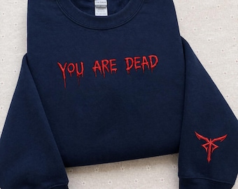 Resident Evil You Are Dead Embroidered Sweatshirt, RE Horror Quote Shirt, Gothic Gamer Crewneck, Retro Game Minimal, Gamer Gift