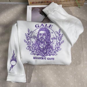 Gale Embroidered Sweatshirt, Gale embroidered Hoodie, Baldur&#39;s Gate Sweatshirt, Baldur&#39;s Gate For Fans, Gift for gamer