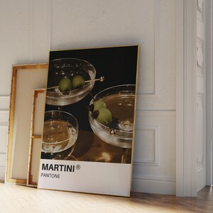 Pantone Martini, impresión a color, color Pantone, decoración de martini, paleta de colores, póster de cóctel, impresión Pantone, póster de martini, descarga digital