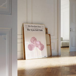 Impresión de Gym Girl Club, póster estético de fitness femenino, arte mural con mancuernas rosas, decoración motivacional para entrenar, motivación para el gimnasio, descarga digital
