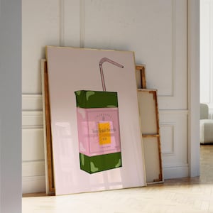 Boîte à jus de champagne, impression champagne, art mural rose, impression cocktail, déco chariot de bar, déco rose, art mural champagne, téléchargement numérique