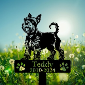 Personalized Memorial Garden Stakes, Schnauzer Wagging Tail Grave Marker, Schnauzer Dog Memorial Gifts, Pet Grave Marker, Pet Loss Gift.