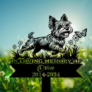 Personalized Memorial Garden Stakes, Playful Yorkshire Terrier Grave Marker, Yorkshire Terrier Memorial Gifts, Yorkie Loss