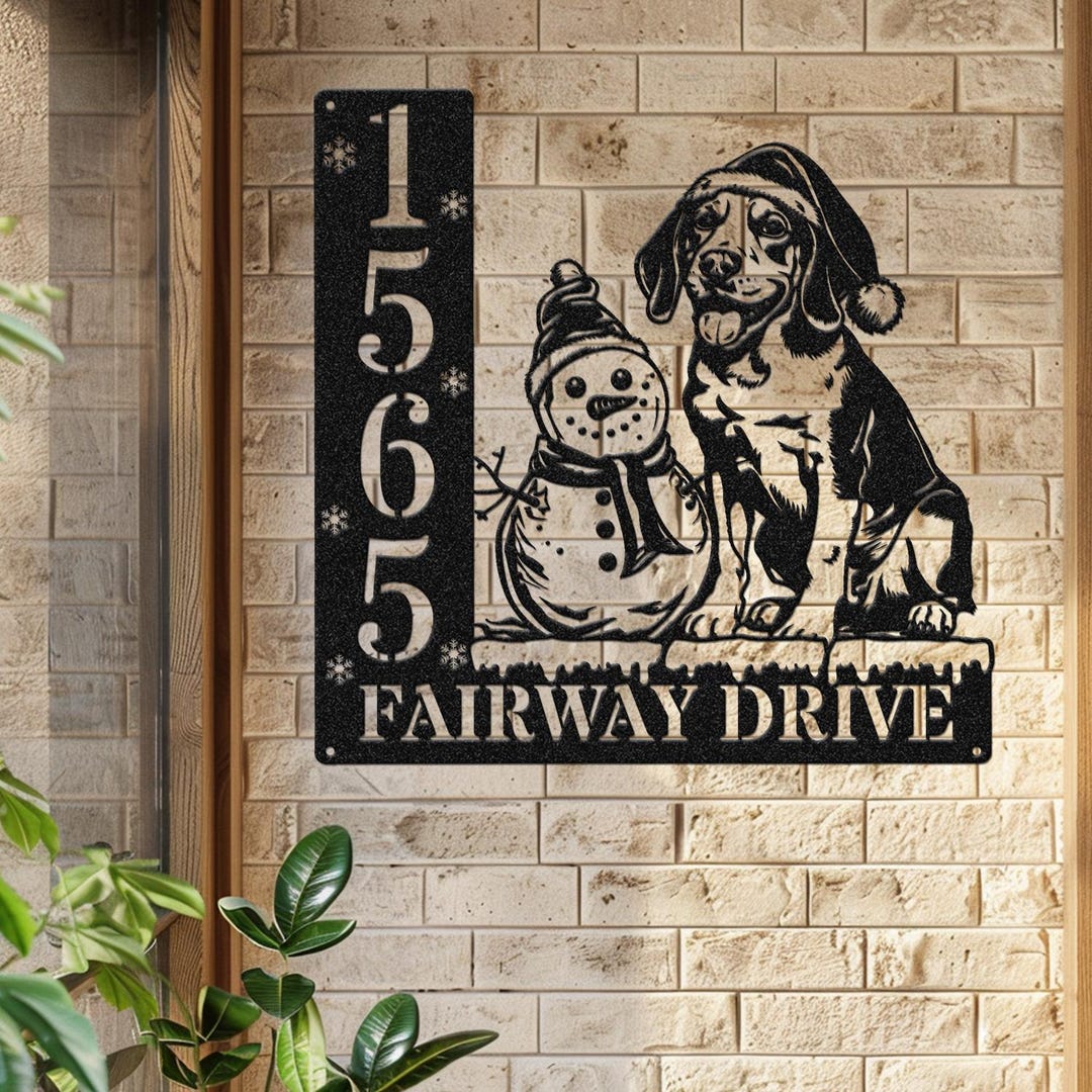 Personalized Christmas Address Marker, Custom Beagle Sitting With ...