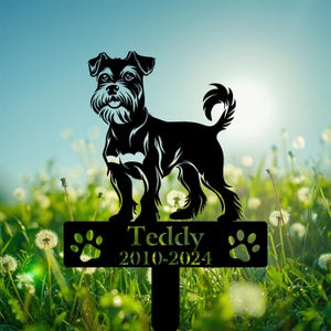 Personalized Memorial Garden Stakes, Schnauzer Standing Grave Marker, Schnauzer Dog Memorial Gifts, Pet Grave Marker, Pet Loss Gift.