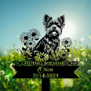 Personalized Memorial Garden Stakes, Yorkshire Terrier Daisy Flowers Grave Marker, Yorkshire Terrier Memorial Gifts, Yorkie Loss