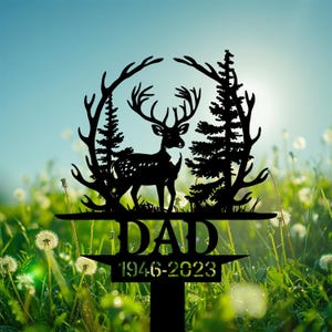 Personalized Hunter Memorial Garden Stake, Deer Hunter Dad Memorial Grave Marker, In Loving Memory Sign, Outdoor Grave Marker.