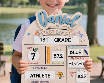 Letrero personalizado para el primer y último día de clases, letrero de regreso a clases, letrero para el primer día de clases de jardín de infantes, tablero escolar de madera para el primer día, accesorio para fotos escolares.