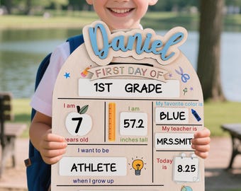 Custom First & Last Day School Sign,Back to School Sign,Kindergarten 1st Day of School Sign,First Day Wooden School Board,School Photo Prop