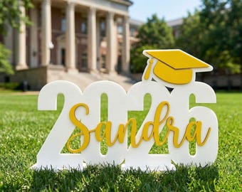 Gepersonaliseerde afstudeerbord 2026, aangepast houten naambord, senior 2026 decor, klasse van 2026 feestdecoratie, afstudeerfotorekwisiet