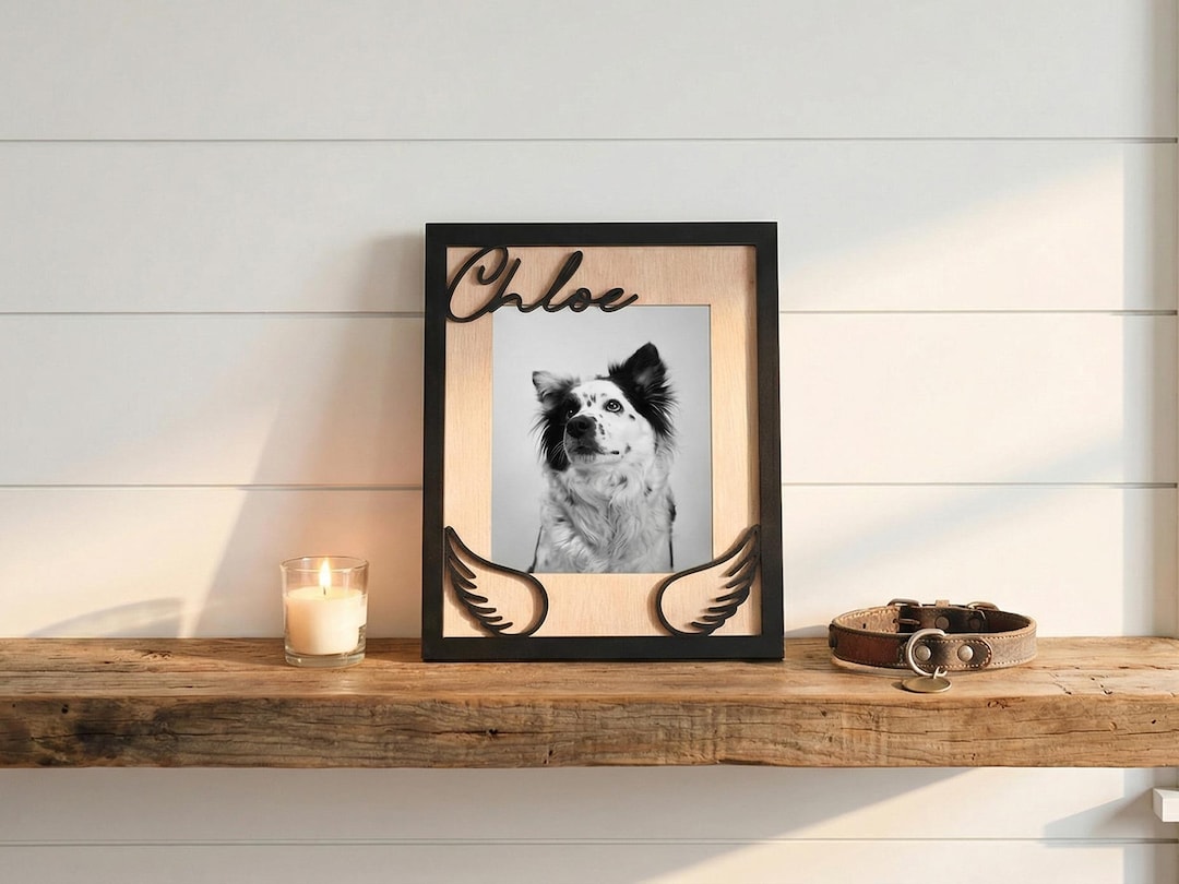 Custom Dog Memorial Picture Frame, Personalized Wooden Pet Loss Gift ...