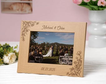 Personalized Wedding Photo Frame,Custom Engraved Picture Frame,Photo Frame Gift For Couples,Wedding Photo Frame,Anniversary Gift Home Decor