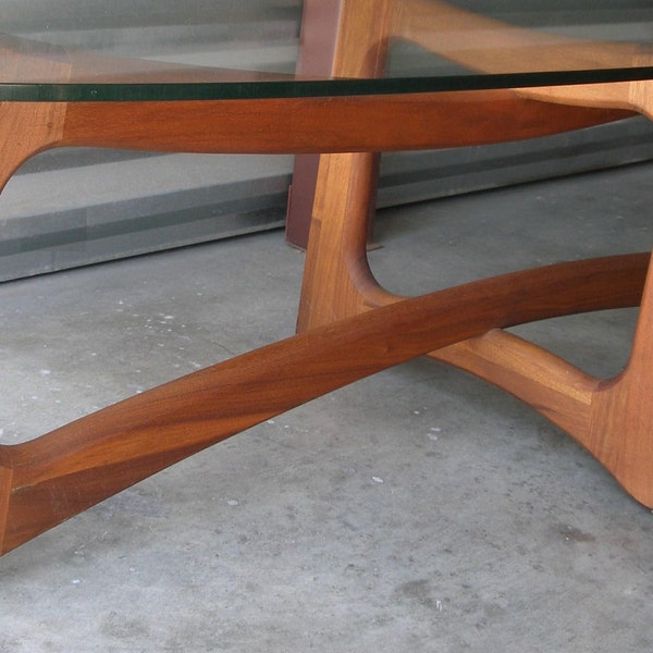 Vintage Mid Century Modern Sculptural Wood & Glass Coffee Table by Pearsall