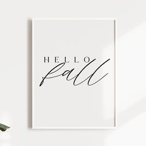 Hello Fall Wall Art, Minimalist Fall wall art, Minimalist Typography fall print, Large fall Print, modern fall decor, fall gallery wall art