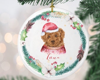Poodle Christmas Ornament, Personalized Dog Ornament, Custom Dog Christmas Ornament, Puppy Ornament, Dog's 1st Christmas, Dog lover gift
