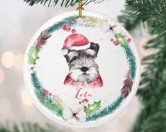 Schnauzer Christmas Ornament, Personalized Dog Ornament, Custom Dog Christmas Ornament, Puppy Ornament, Dog's 1st Christmas, Dog lover gift