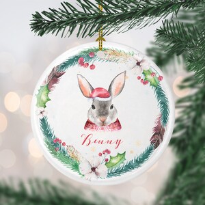 Custom Bunny Christmas Ornament, Personalized Bunny Ornament, Pet bunny gift, bunny rabbit lover, pet bunny ornament, bunny owner gift
