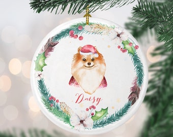 Pomeranian Christmas Ornament, Personalized Dog Ornament, Custom Dog Christmas Ornament, Puppy Ornament, Dog's 1st Christmas, Dog lover gift
